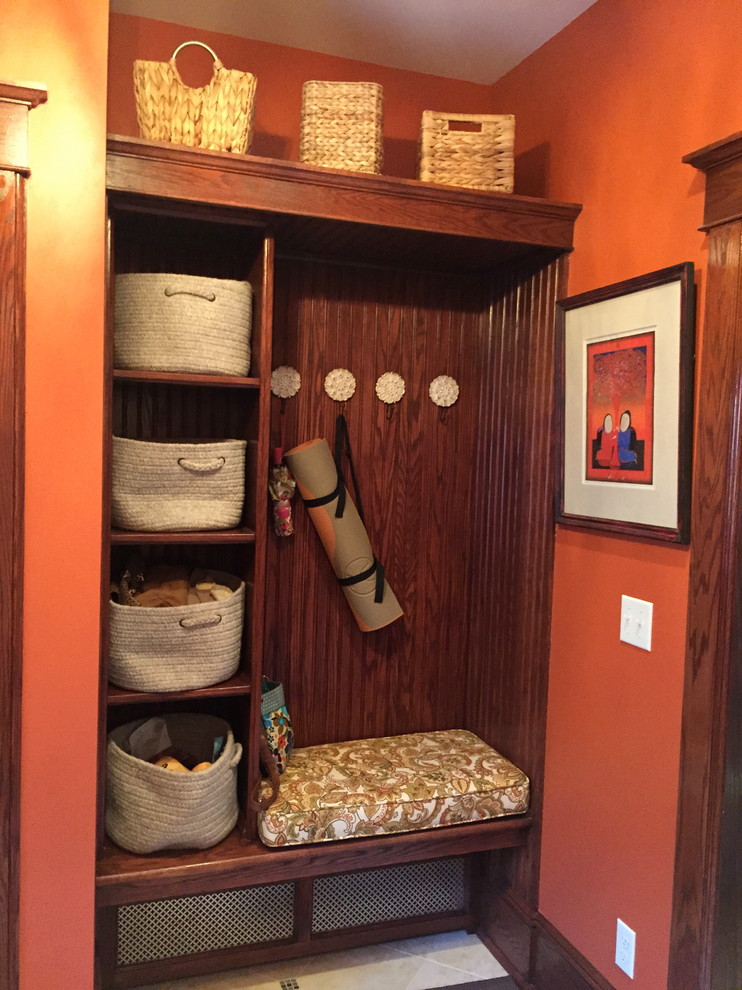 Example of a small arts and crafts mudroom design in New York
