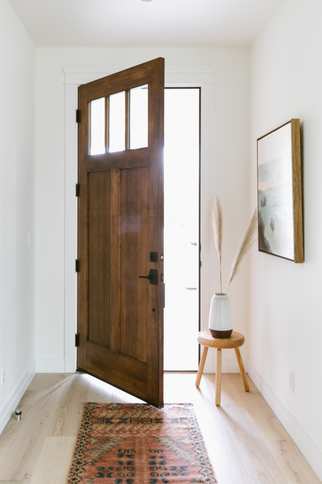 Foto de puerta principal moderna de tamaño medio con puerta simple