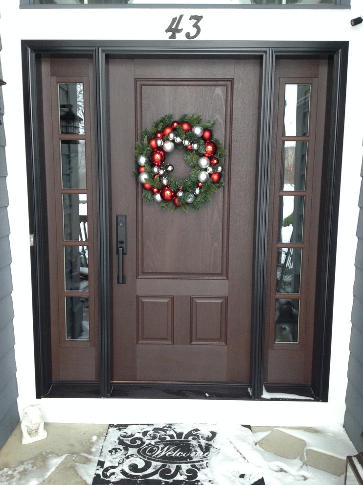 Pella Fiberglass Entry Door with Decorative Glass Traditional Entry