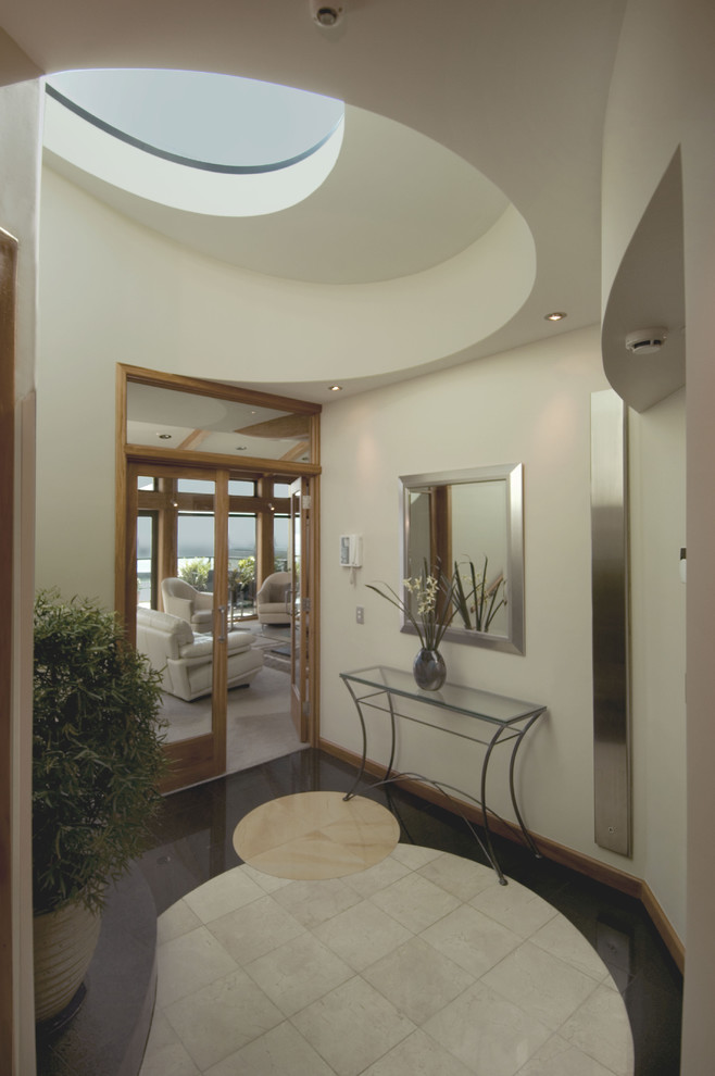 Design ideas for a contemporary vestibule in San Francisco with white walls.