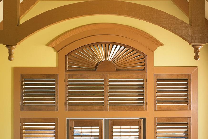PLANTATION SHUTTERS ARCH WINDOW SHUTTERS Woodland Harvest Lafayette