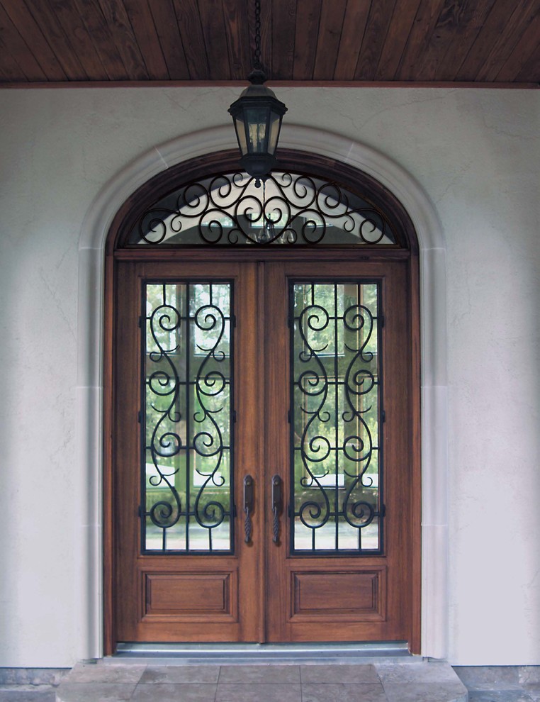 Prehung Transom Double Door 80 Solid Mahogany St. Charles 3/4 Lite