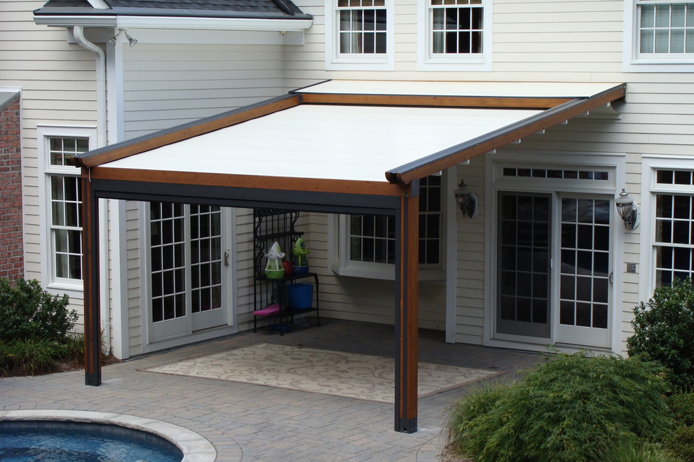 Private Residence Northern Nj Retractable Pergola Awning Traditional Entry New York By Ke Durasol Awnings Houzz Retractable Pergola Awning, Patio Awning Designs Ideas