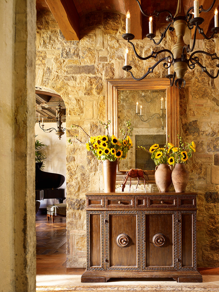Entryway - mediterranean entryway idea in San Francisco with beige walls