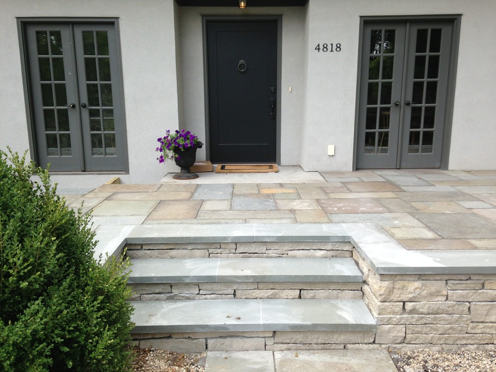 Raised Terrace Bluestone Patio in Edina Traditional Entry