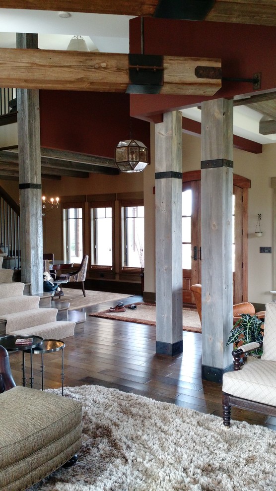 Reclaimed Barn Wood Beams Rustic Entry Chicago by Meyer Design