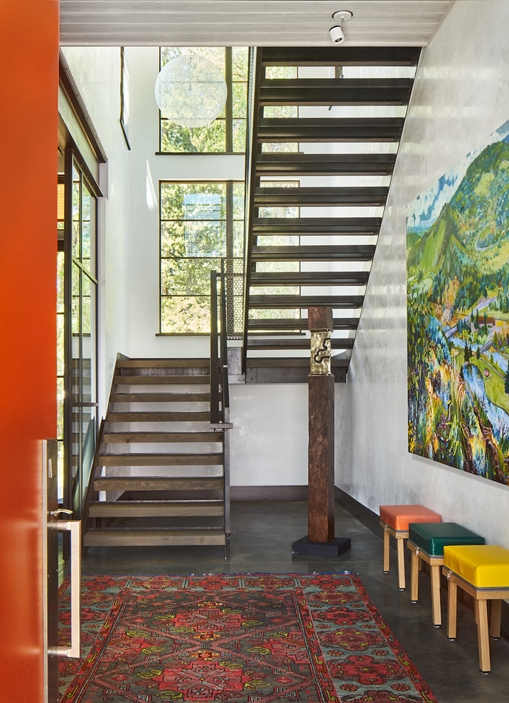 Inspiration for a modern staircase remodel in Denver