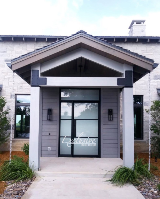 Riva steel door with sidelight and transom Industrial Entry