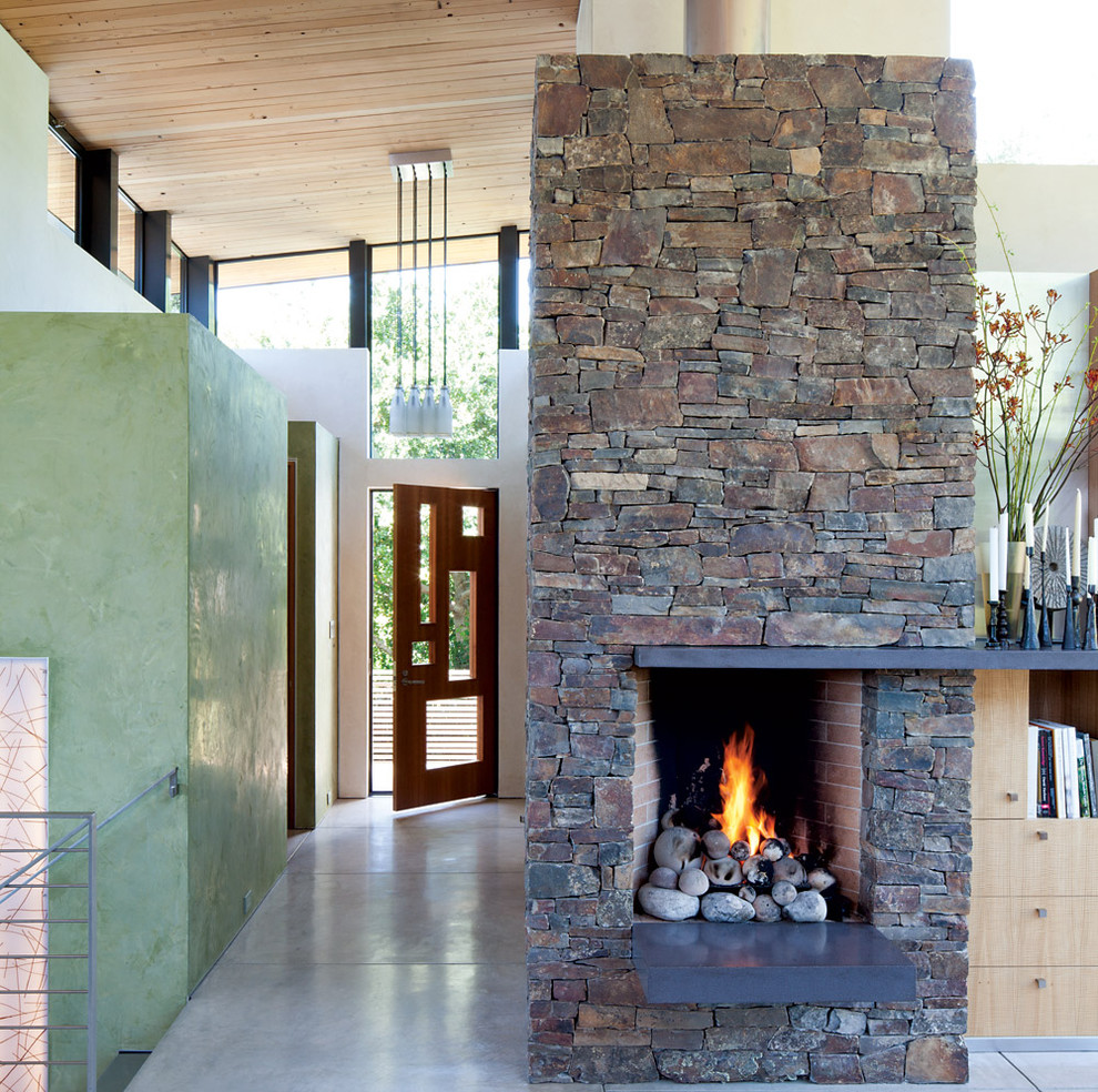 Inspiration for a contemporary concrete floor entryway remodel in San Francisco