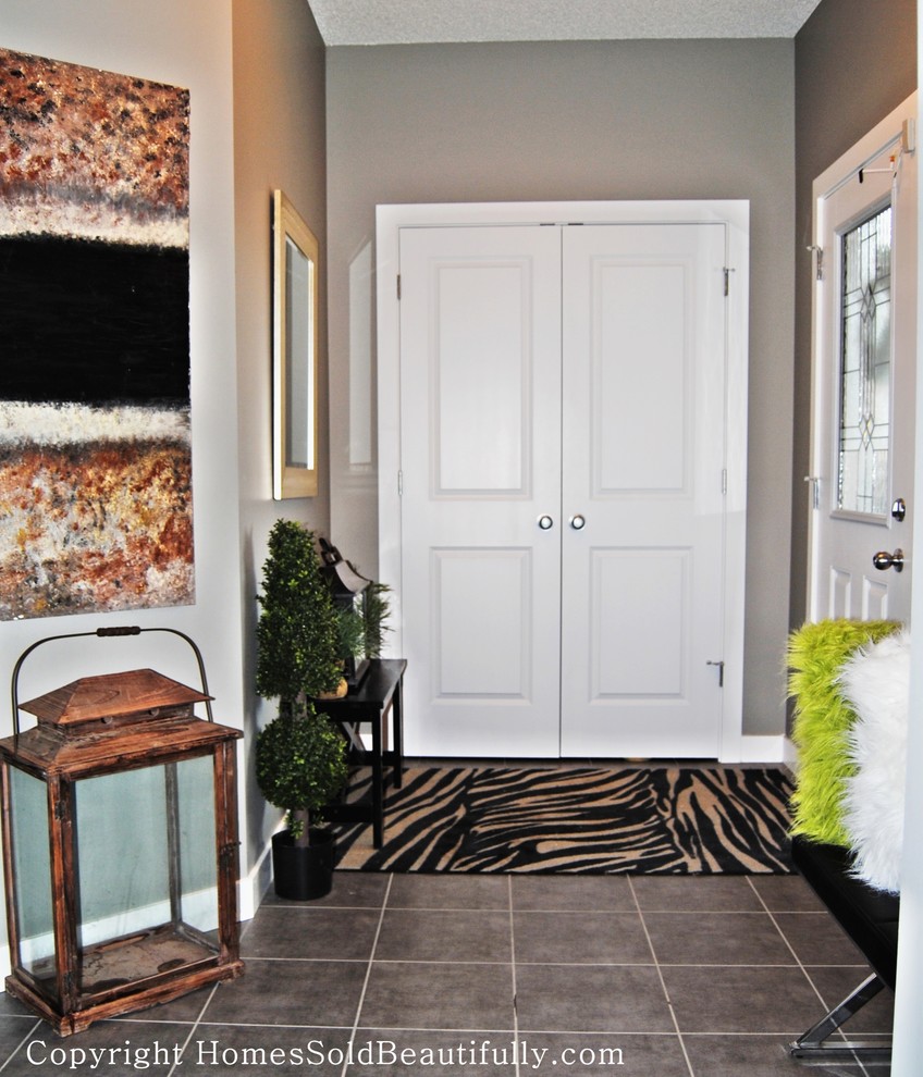 Inspiration for an eclectic entryway remodel in Calgary
