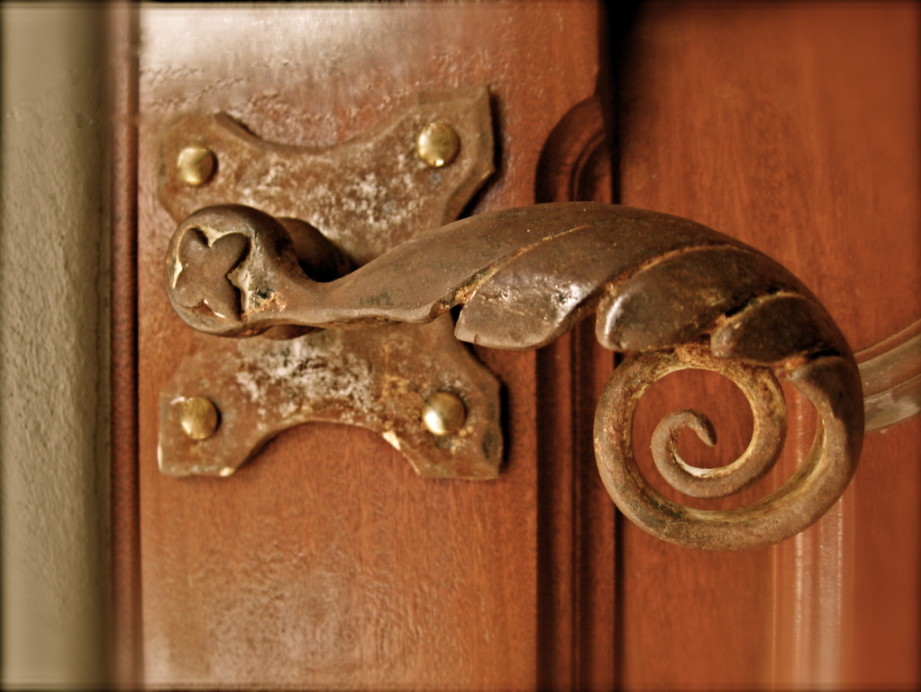 Diseño de puerta principal bohemia de tamaño medio con paredes beige, puerta simple y puerta de madera oscura