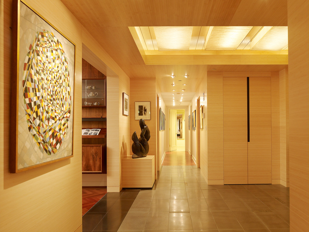 Example of a mid-sized trendy ceramic tile foyer design in San Francisco