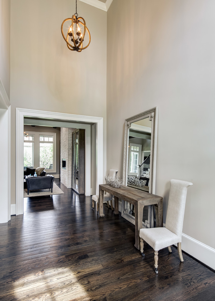Inspiration for a classic foyer in Atlanta with grey walls and dark hardwood flooring.