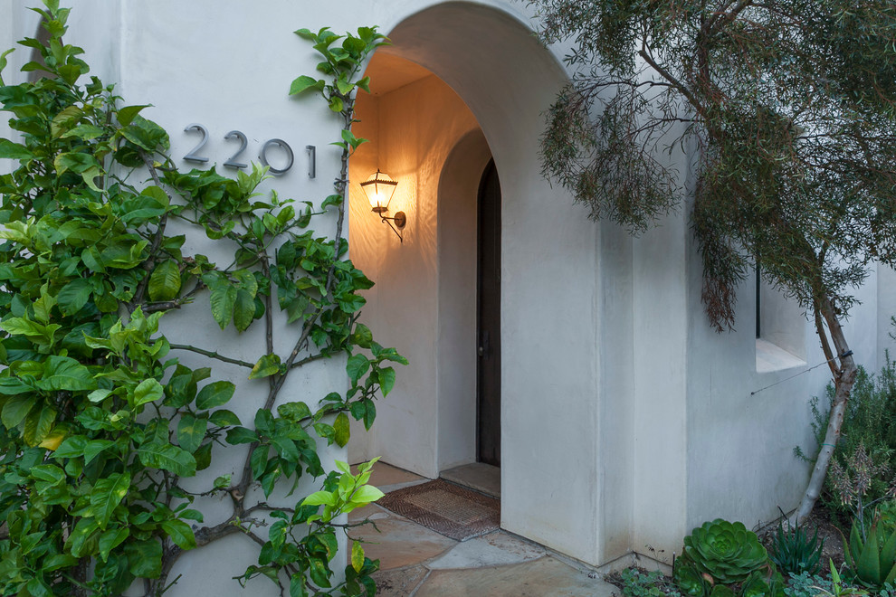 This is an example of a mediterranean entrance in Santa Barbara.