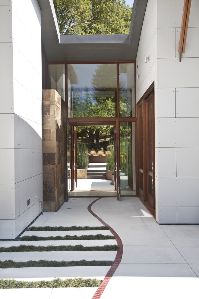 Photo of a contemporary front door in San Francisco with a single front door and a glass front door.