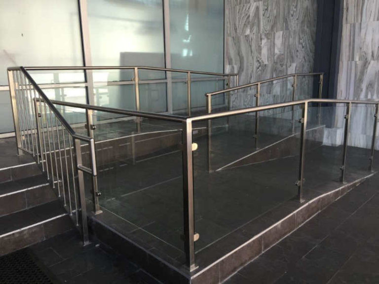 Satin Stainless Steel with Glass Railing on Ramp - Entry - New York ...