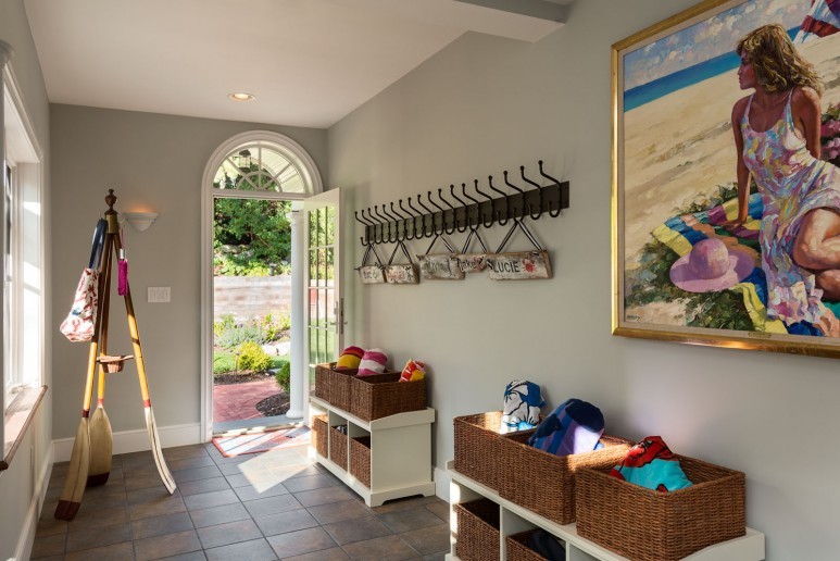 Inspiration for a coastal entryway remodel in Boston