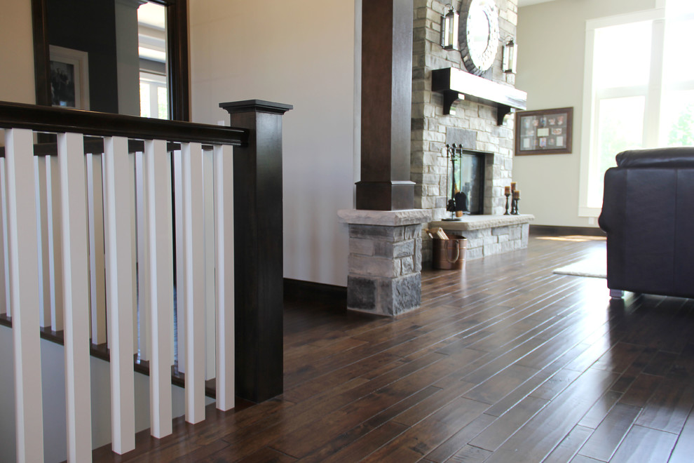Photo of a medium sized romantic foyer in Other with white walls, medium hardwood flooring and brown floors.