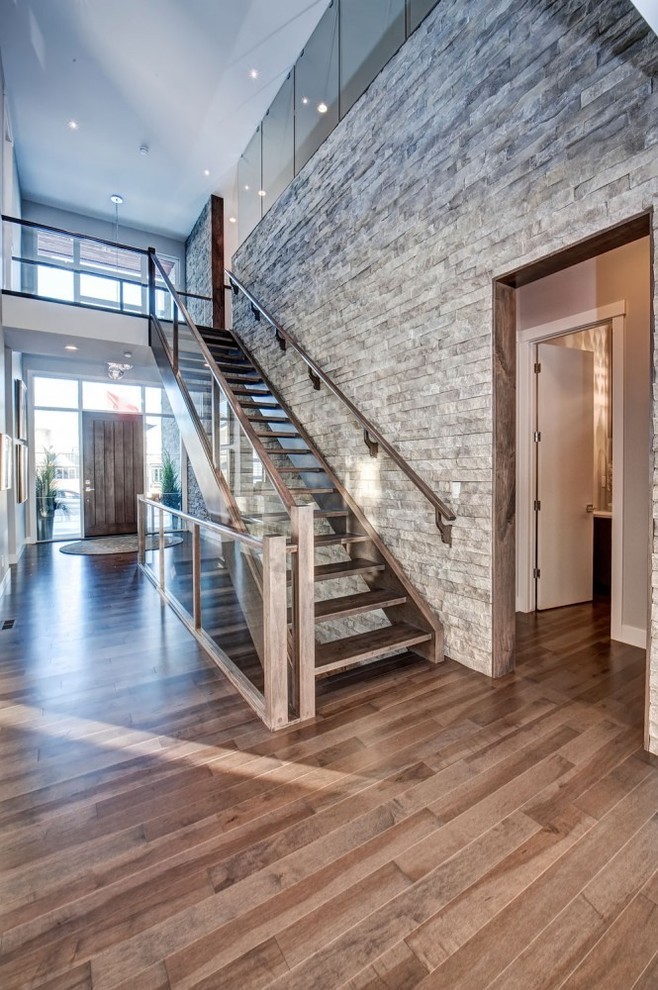 Smoky Grey Hardwood Floor Entry Contemporary Entry Other by