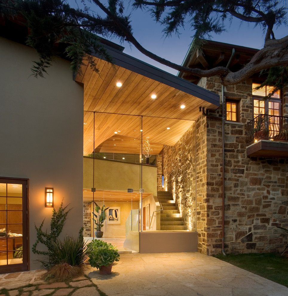 Inspiration for a contemporary front door remodel in San Francisco with a glass front door