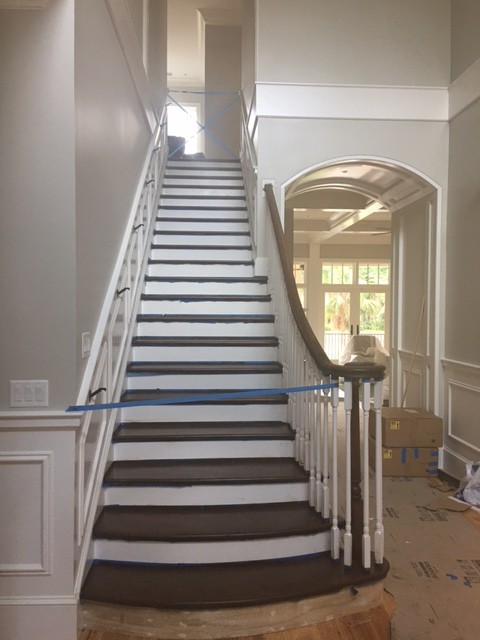 Large traditional staircase in Charleston.