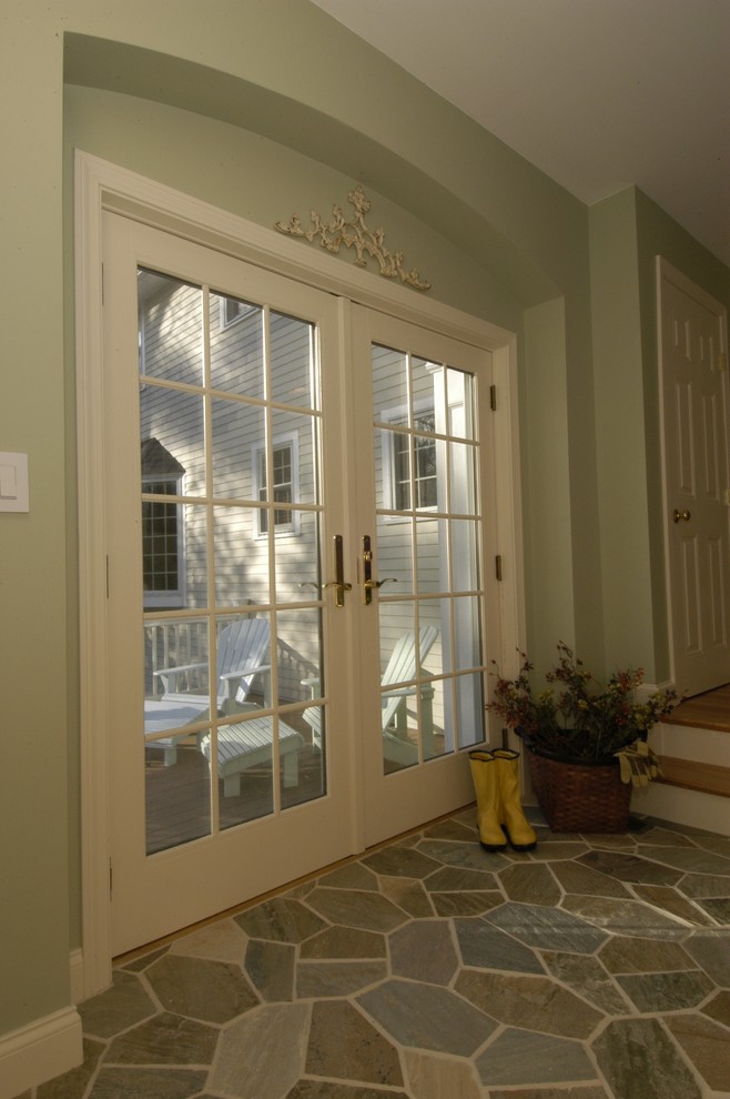 Inspiration for a timeless entryway remodel in Boston