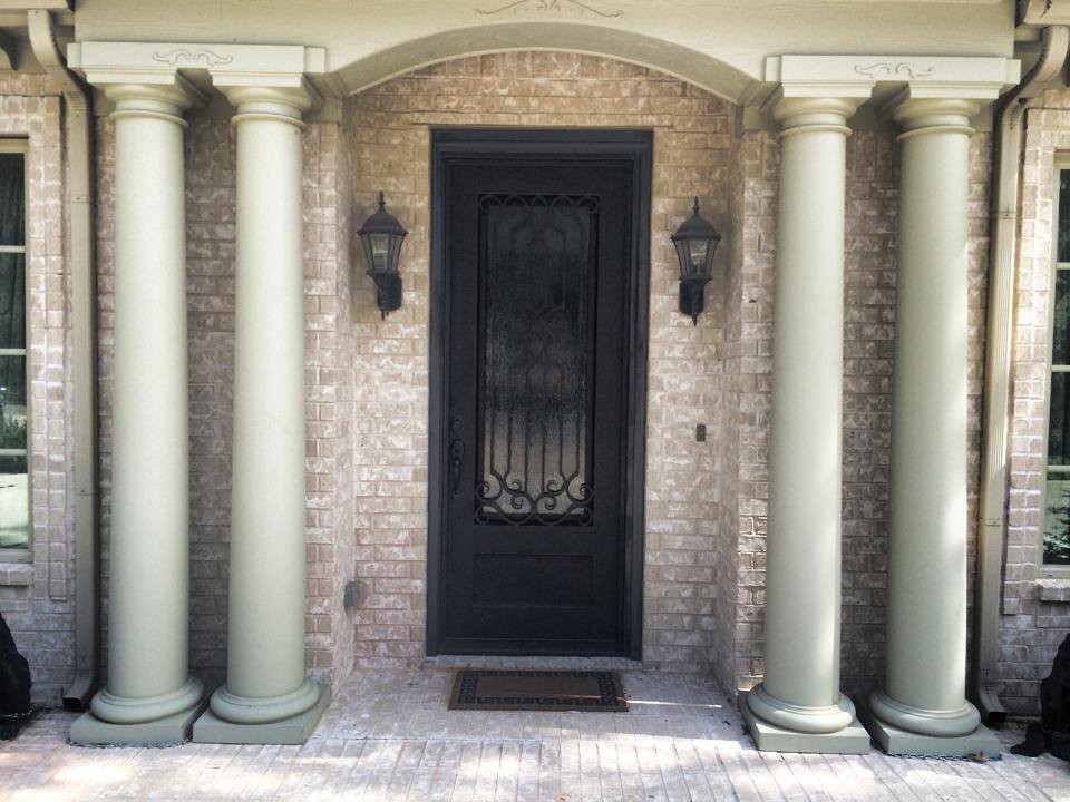 Design ideas for a large traditional front door in Dallas with a single front door and a metal front door.