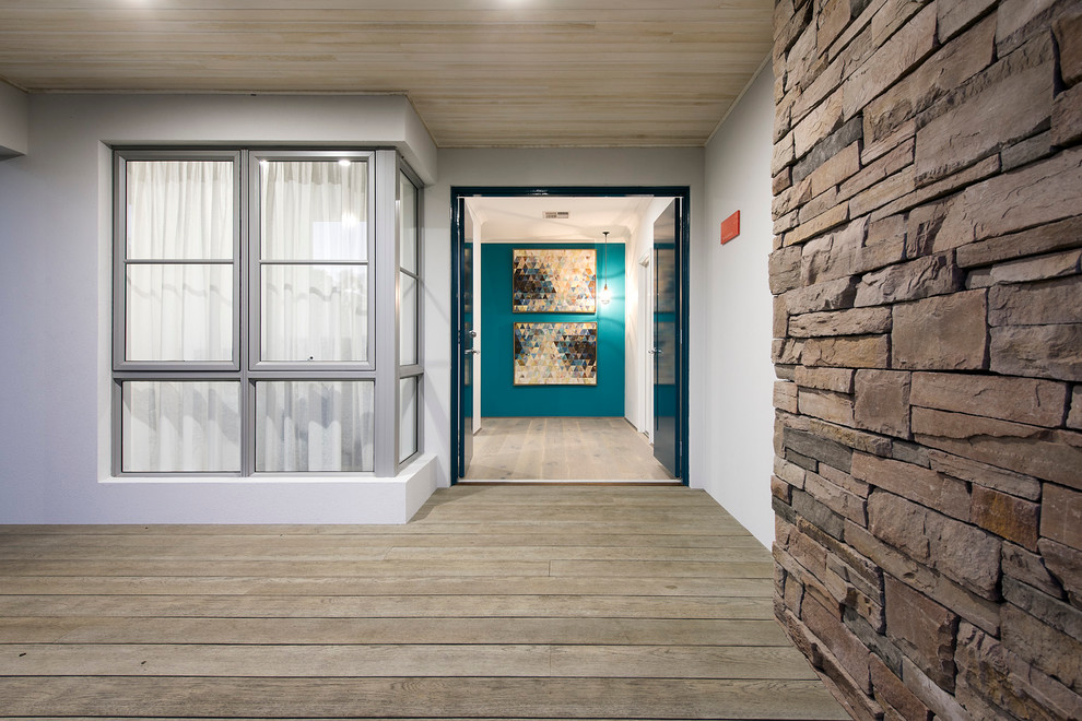 Inspiration for a contemporary entryway remodel in Perth with a blue front door