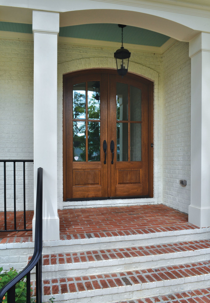 Classic front door in Raleigh with a double front door.