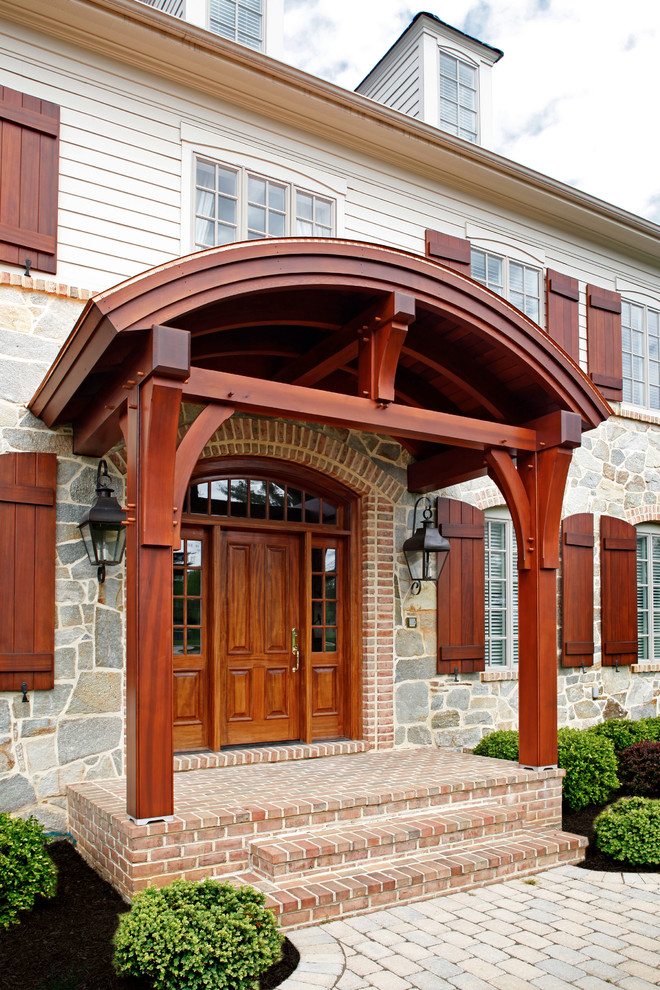 Timber Frame Entry Way in Clear Cedar Traditional Entry Baltimore