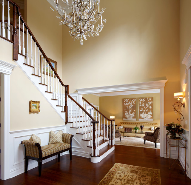 Traditional Double Height Foyer Fusion Entrance New York by
