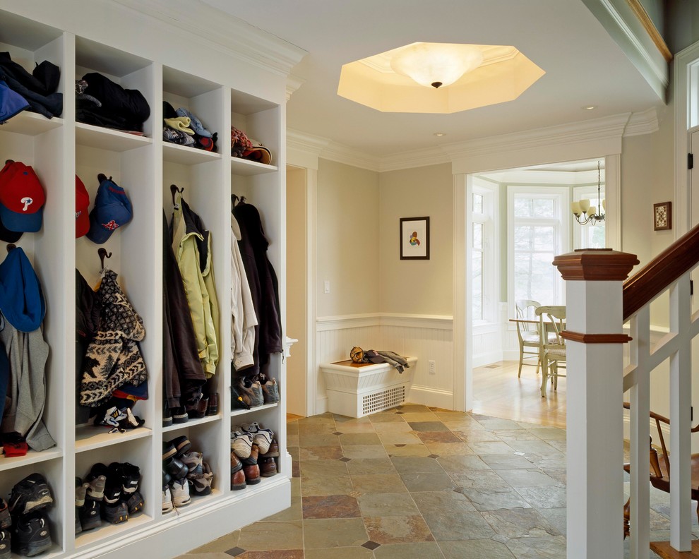 Inspiration for a timeless entryway remodel in Boston