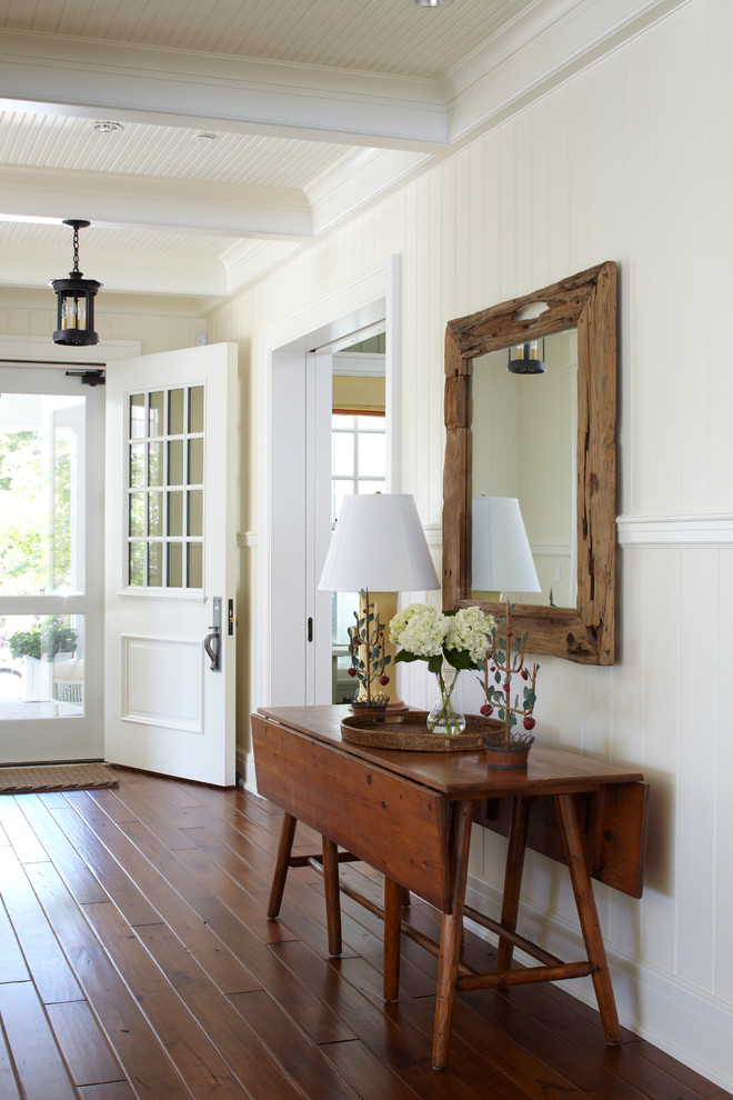 Single front door - traditional single front door idea in Other with a white front door