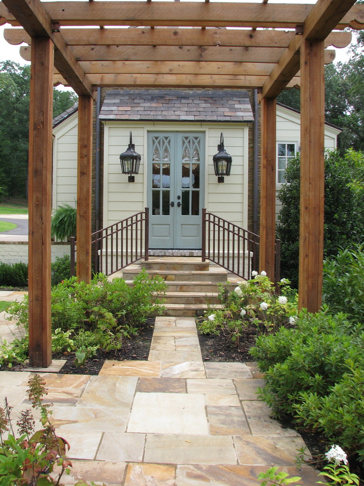 Elegant double front door photo in Other with a blue front door