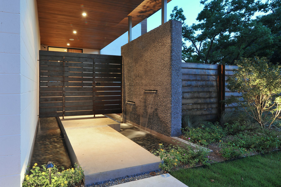 Photo of a large contemporary front door in Houston.