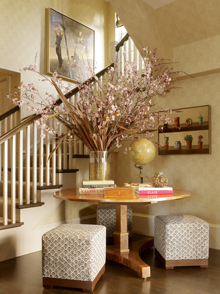 Inspiration for a contemporary foyer remodel in San Francisco with beige walls
