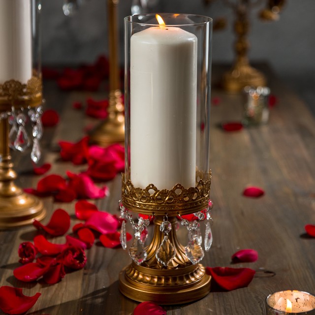 Victoria Antique Gold Hurricane Candle Holder by Amalfi Decor