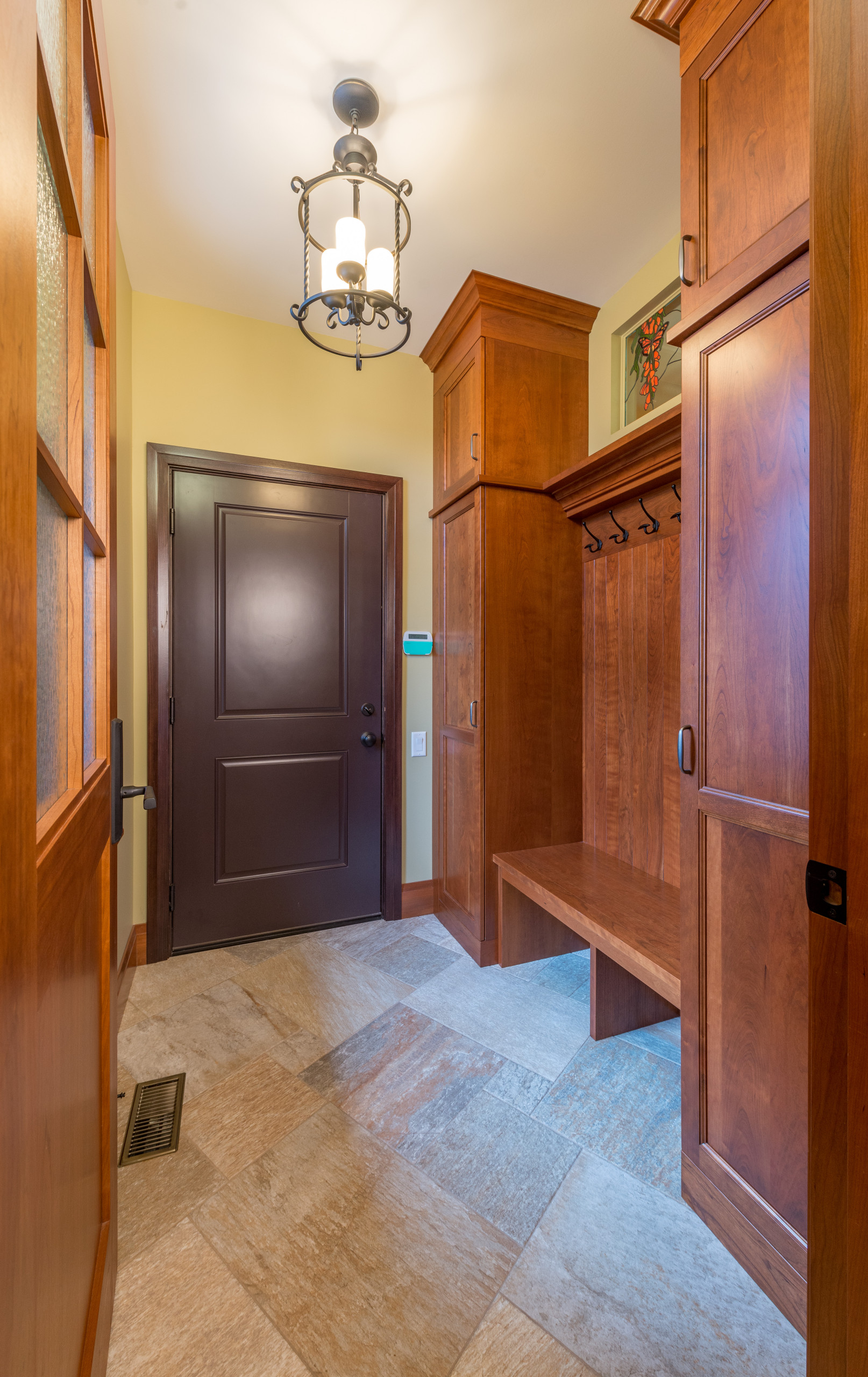 75 Ceramic Tile Entryway With A Brown Front Door Ideas You Ll Love September 22 Houzz