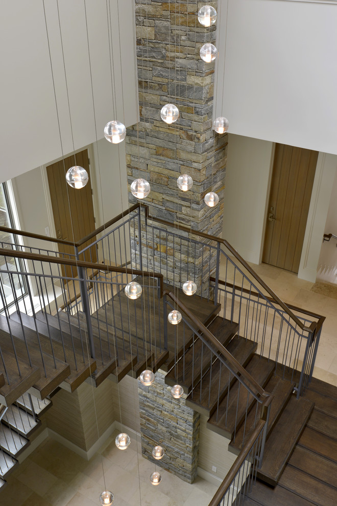Example of a large trendy staircase design in New York