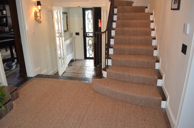 Wellesley, MA Custom Sisal Stair Runner - Traditional - Entrance - Boston -  by The Carpet Workroom | Houzz