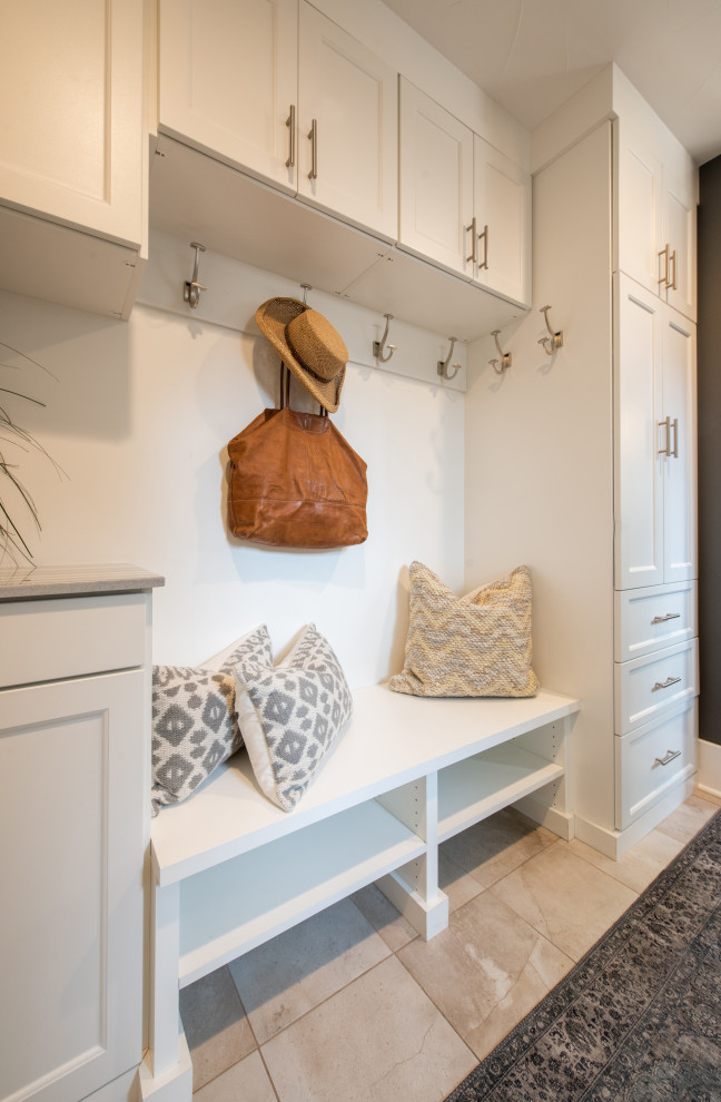 White Shaker Style Mudroom Craftsman Entry Denver by Closet