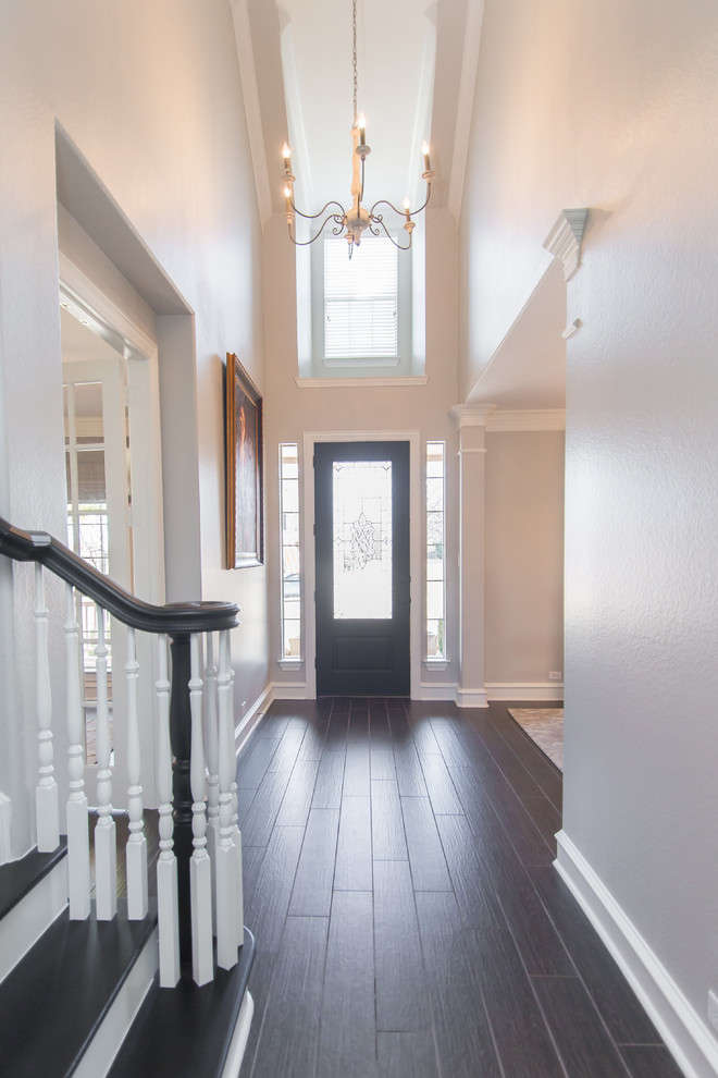 Whole House Contemporary Renovation Black Wood Tile Planks Contemporary Entry Dallas