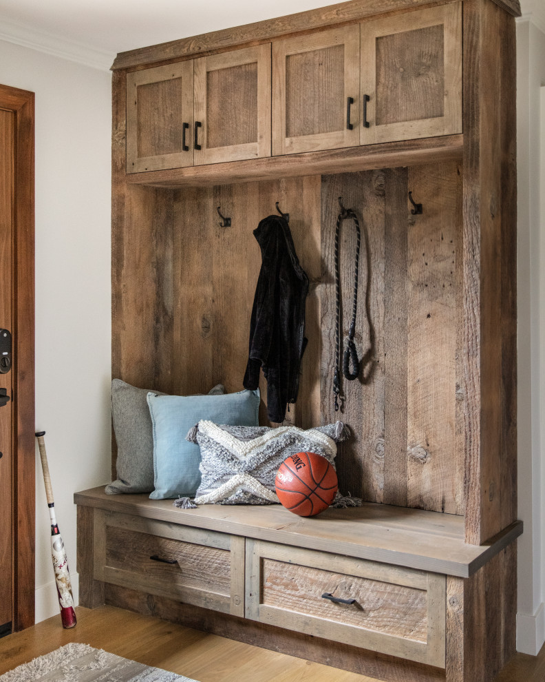 Inspiration for a cottage entryway remodel in San Francisco with a dark wood front door