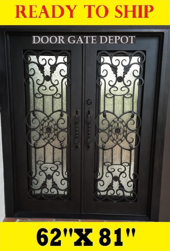 This is an example of a mediterranean front door in Los Angeles with a double front door.