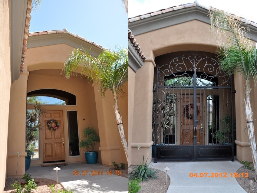 Inspiration for a mediterranean entryway remodel in Phoenix
