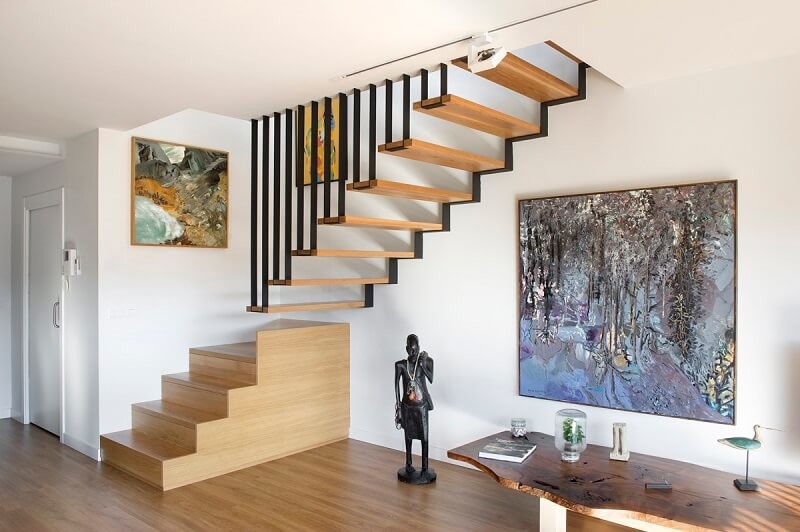 Inspiration for a modern staircase in Other with feature lighting.