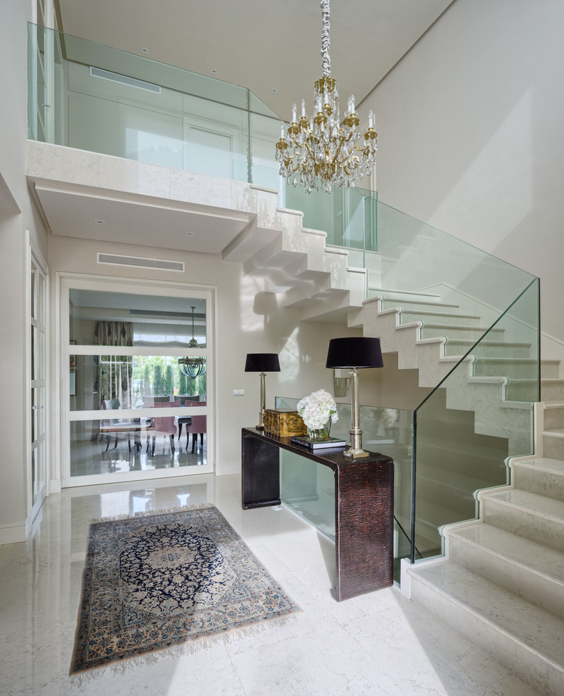 Design ideas for a traditional staircase in Malaga with feature lighting.