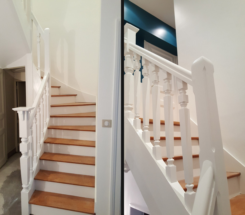 Renovation D Un Escalier En Bois A Nantes 44 Traditional Staircase Nantes By La Maison Des Travaux Nantes Ouest St Herblain Houzz