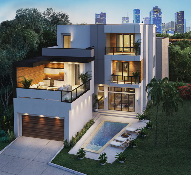 1128 White Oak Modern House Exterior Houston by Applet3d Houzz UK