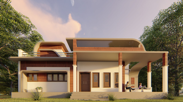 2900 Sq Ft Ground Plus First Floor Tropical House Exterior Chennai By Kali Natural Building Eco Friendly Architecture Houzz Ie